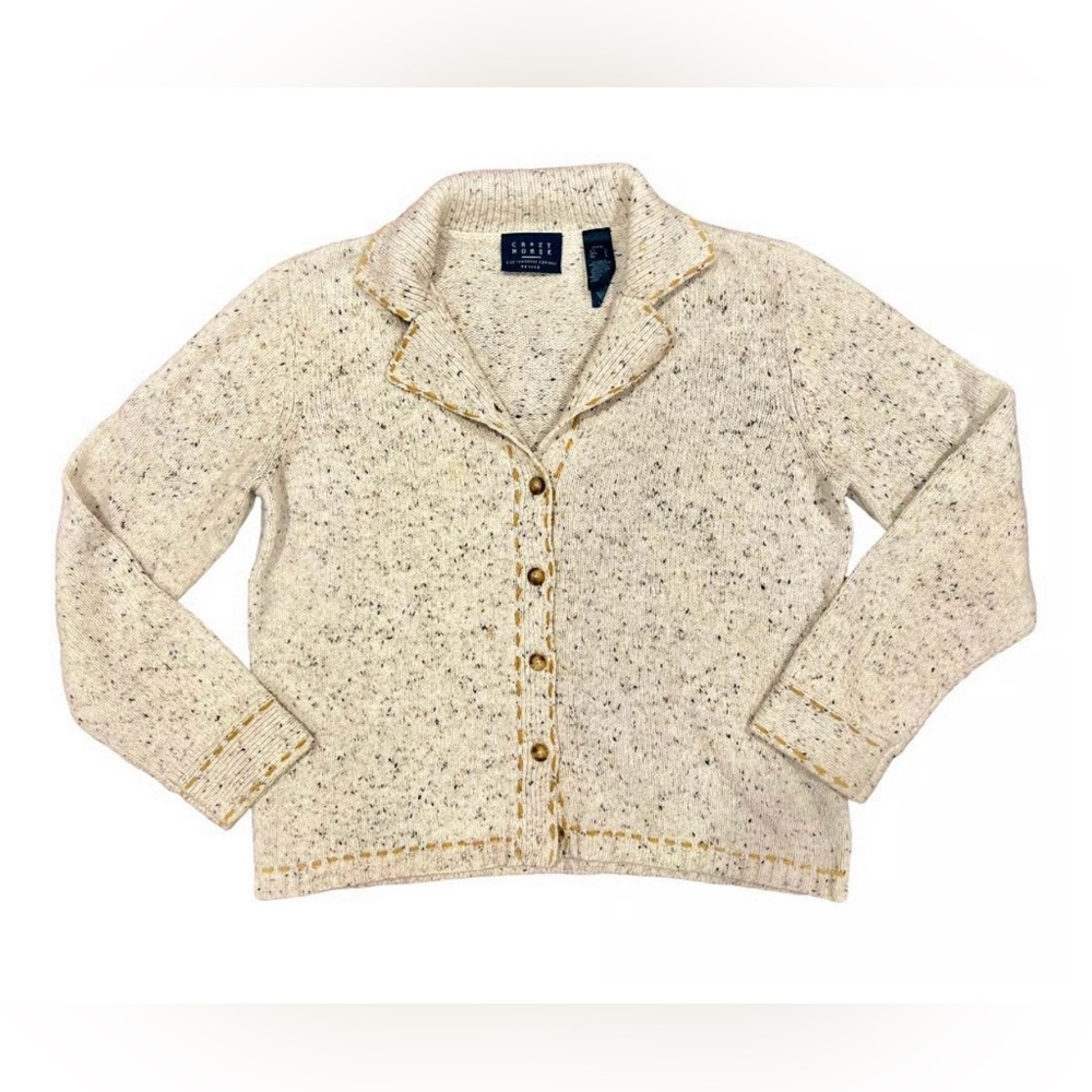 Crazy Horse Vintage Contrast Stitching Cabin core grandma button up cardigan L